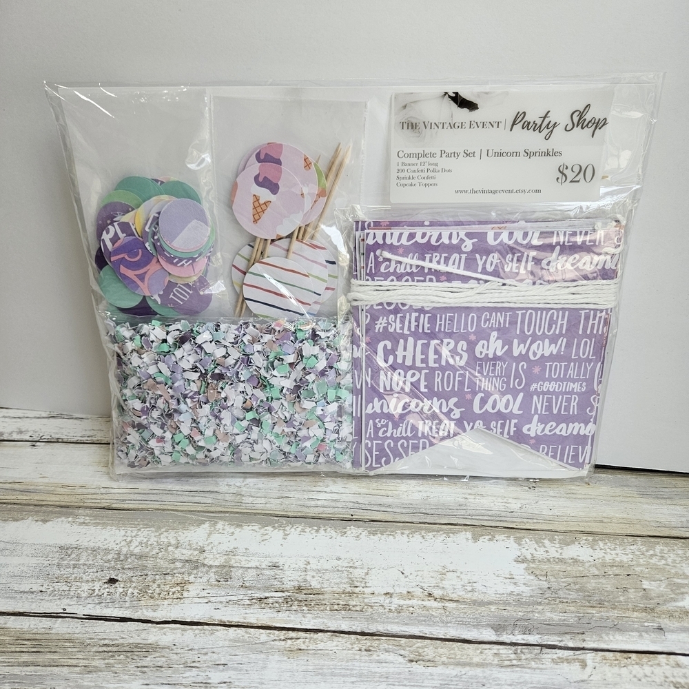 Unicorn Purple and Silver Fantasy Party Decorations Set